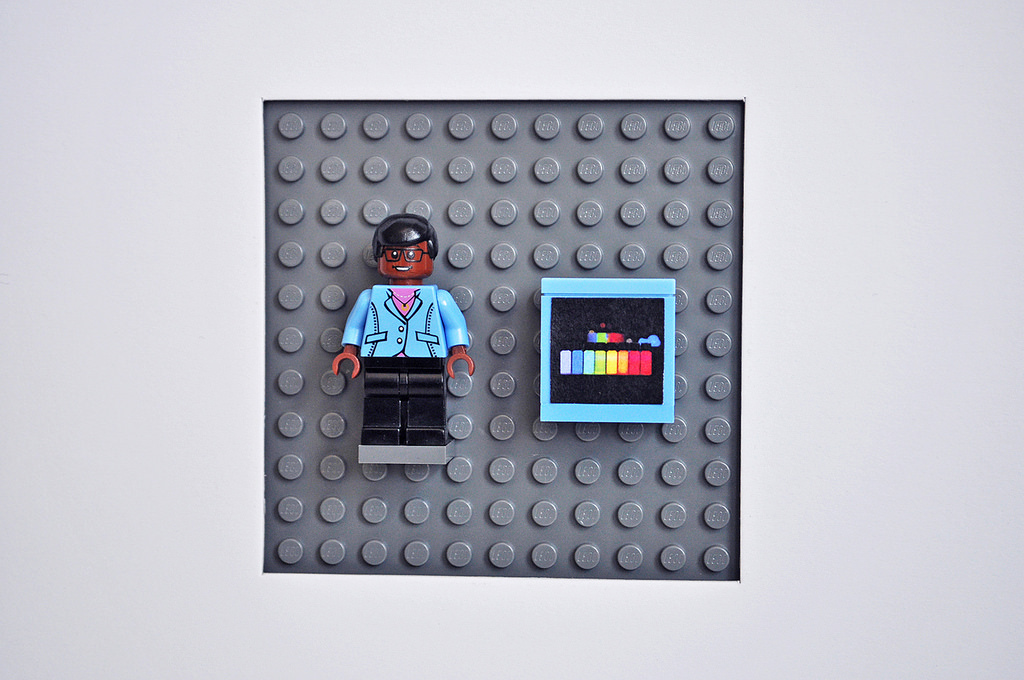 Lego minifigure of scientist.